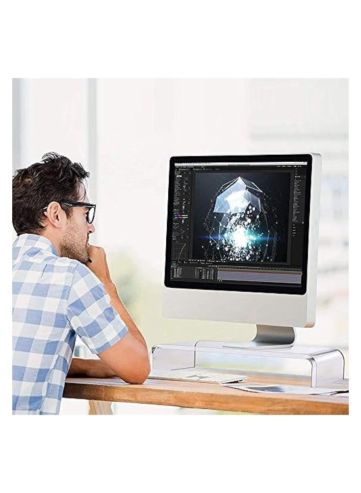PROMASS Acrylic Monitor Stand Clear Monitor Riser Laptop/PC/Multimedia Monitor Stand for Home Office (38x20x10CM) - Image 5