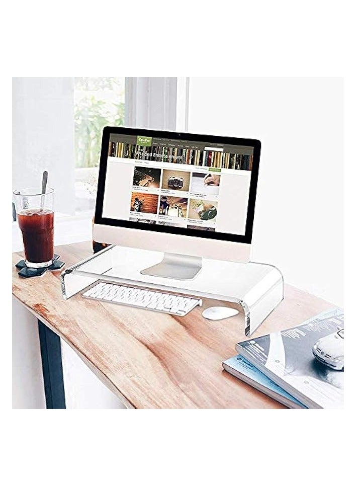 PROMASS Acrylic Monitor Stand Clear Monitor Riser Laptop/PC/Multimedia Monitor Stand for Home Office (38x20x10CM) - Image 4