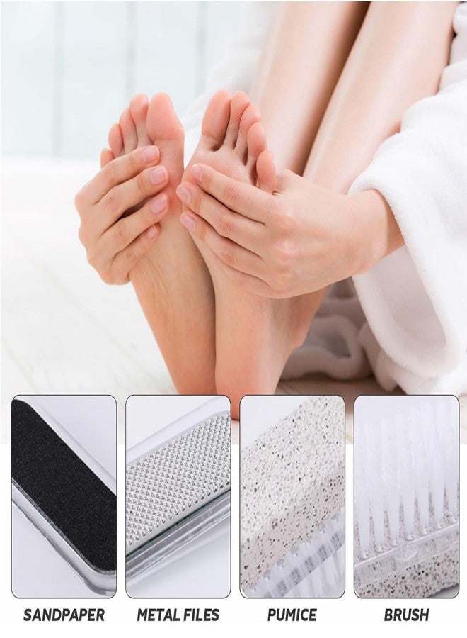 Biltoxi 4 in 1 Foot Scrubber Brush, Pumice Stone with Nail File, Dead Skin Remover for Cracked Heels, Transparent Handle - Image 3