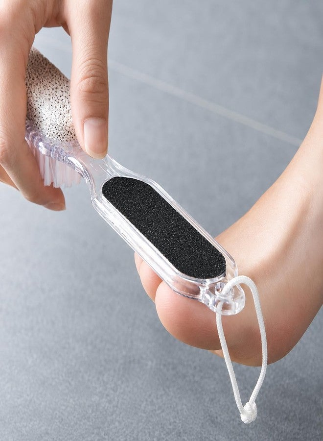 Biltoxi 4 in 1 Foot Scrubber Brush, Pumice Stone with Nail File, Dead Skin Remover for Cracked Heels, Transparent Handle - Image 5