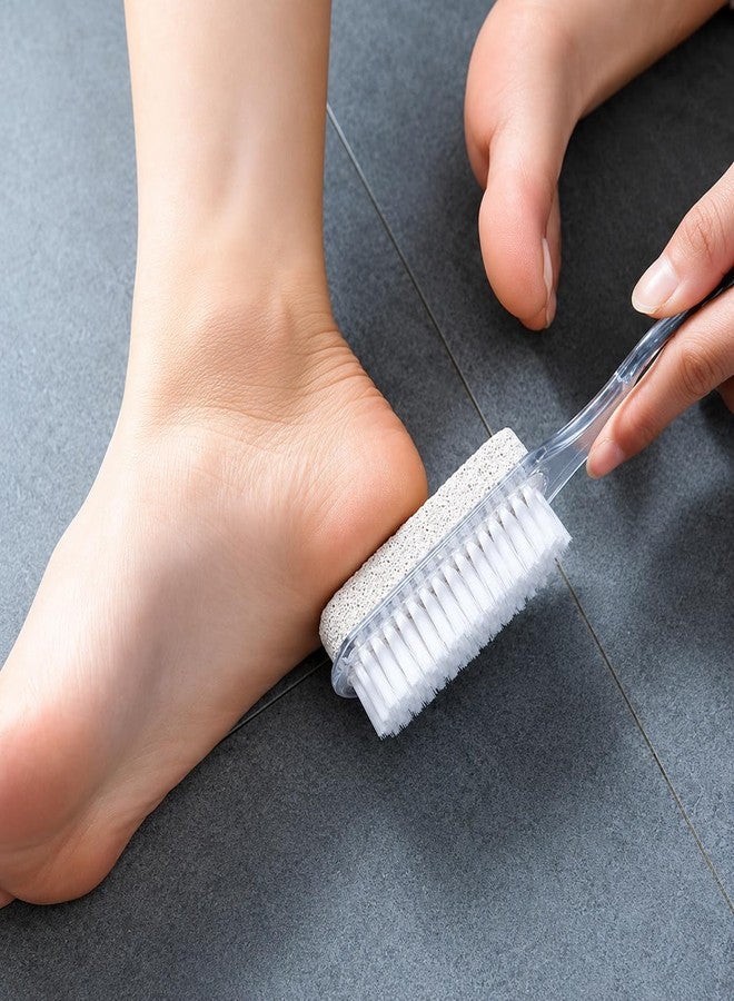 Biltoxi 4 in 1 Foot Scrubber Brush, Pumice Stone with Nail File, Dead Skin Remover for Cracked Heels, Transparent Handle - Image 4