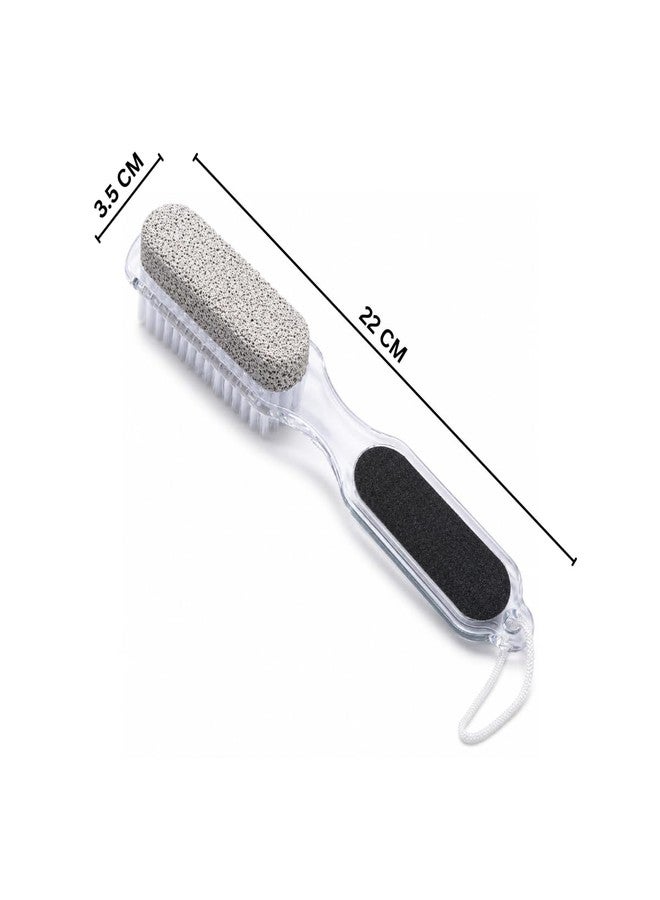Biltoxi 4 in 1 Foot Scrubber Brush, Pumice Stone with Nail File, Dead Skin Remover for Cracked Heels, Transparent Handle - Image 2