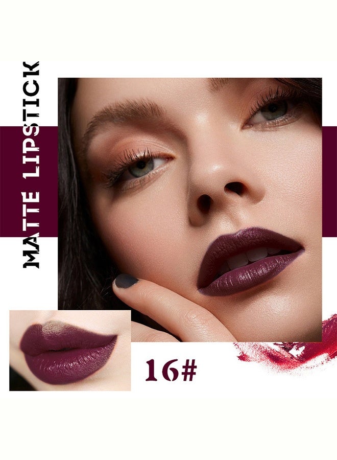 BSIMONE Matte Lipstick, Highly Pigmented Long-Lasting Waterproof Non-Drying Velvet Lipstick, #16 Dark Purple - Image 2