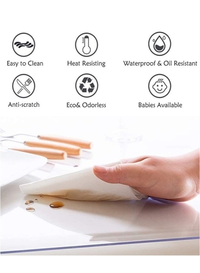 Joybos Clear Table Protector,1.5mm Thick Rectangular Clear Desk Pad Mat,Plastic Table Cover,PVC Clear Desk Cover Protector,Non-Slip Desk Pad, Table Protector For Dining Room Table,Office - Image 2