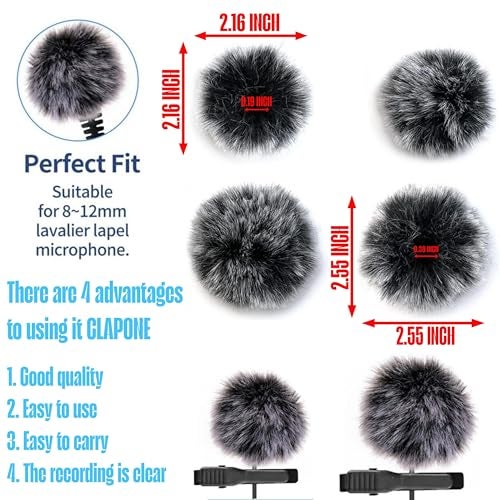CLAPONE Microphone Wind Muff Windscreen for Lavalier Lapel Microphones – Outdoor Dead Cat Cover for Wind Noise Reduction – Compatible with Most Lapel Mics (Brown, 2 pcs 5mm -10 mm) - Image 2