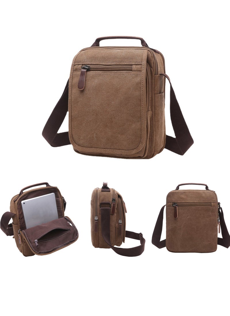 SYOSI Men's Multifunctional Canvas Shoulder Bag, Handbag Multi-Pockets Business Messenger Bags, Outdoor Sports Over Shoulder Crossbody Side Bag  - Image 1