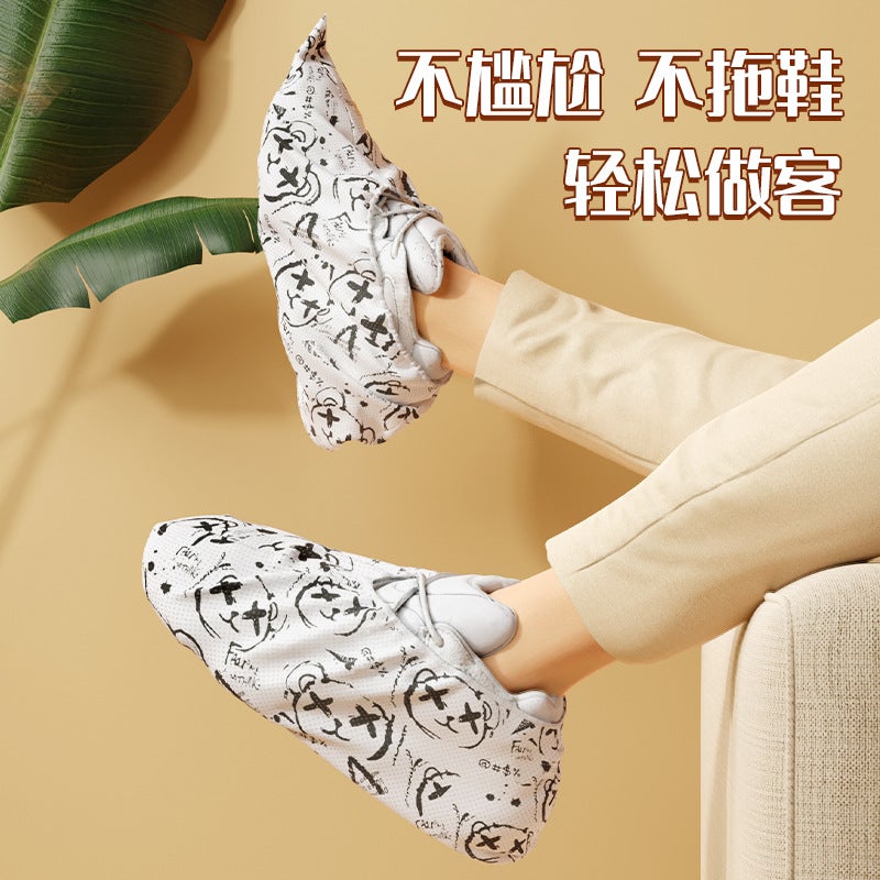 Shoe Cover Household Thickened Wear-Resistant Non-Woven Fabric Indoor Disposable Computer Room Special Student Guest Foot Cover Repeated Use - Image 4