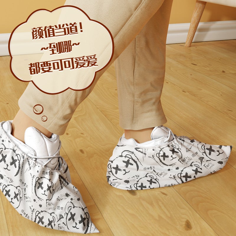 Shoe Cover Household Thickened Wear-Resistant Non-Woven Fabric Indoor Disposable Computer Room Special Student Guest Foot Cover Repeated Use - Image 3