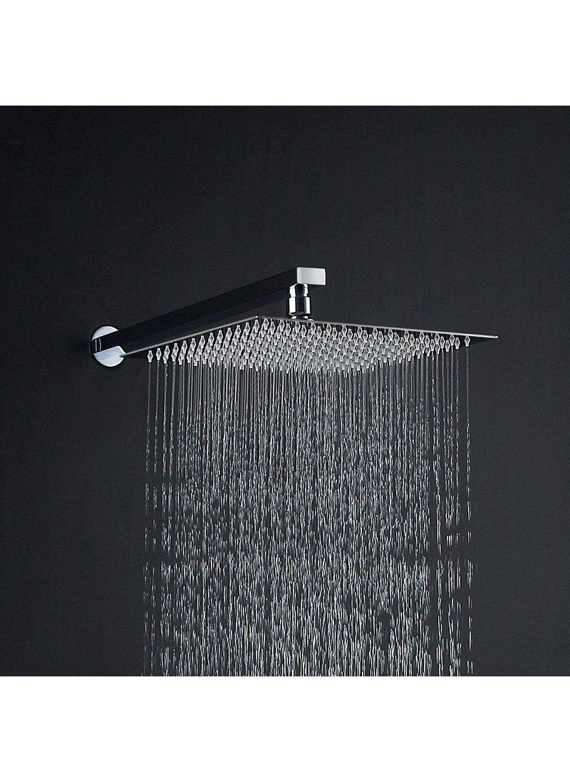 Mawson Nozzle 8X8 Inch Shower With 12 inch Arm Stainless Steel Rain Shower Combo Set  - Image 1