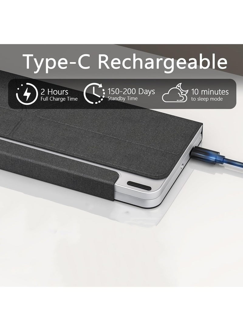 Rock Pow Bluetooth Tablet Keyboard for iPad/Tablet/Smartphone MicroPack Foldable Bluetooth Tablet Keyboard with Touchpad & Stand, PU Leather Cover, 500mAh Battery.Ultra-Thin Portable Keyboard Compatible with iPad Pro/Air/Mini/ Galaxy/Huawei/Honor/Xiaomi/Lenovo Tablets all model with Bluetooth - Silver - Image 5