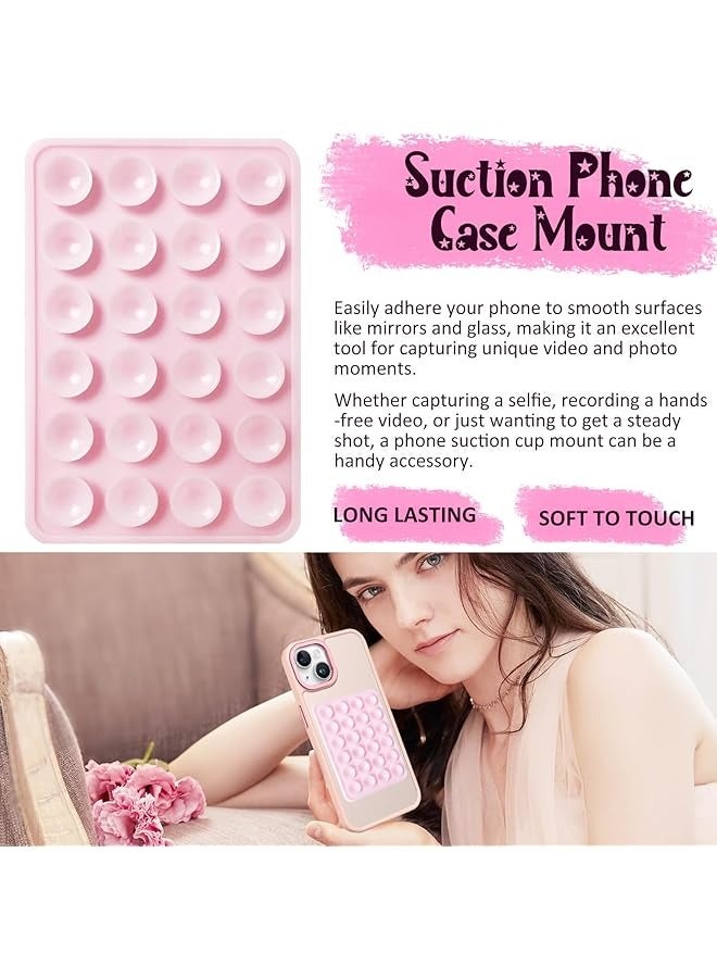 PROMASS 2 Pack Silicone Suction Phone Case Mount, Silicon Adhesive Suction Cup Phone Mount, Non Slip Sticky Phone Grip for Cellphone, Strong Grip Holder for Selfies and Videos (LightPink&White)  - Image 2
