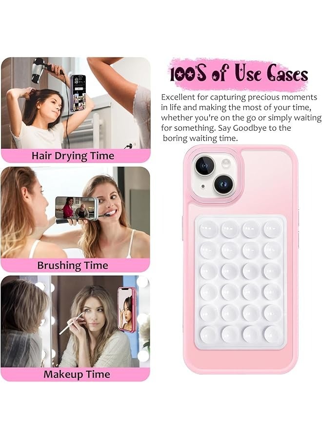 PROMASS 2 Pack Silicone Suction Phone Case Mount, Silicon Adhesive Suction Cup Phone Mount, Non Slip Sticky Phone Grip for Cellphone, Strong Grip Holder for Selfies and Videos (LightPink&White)  - Image 3