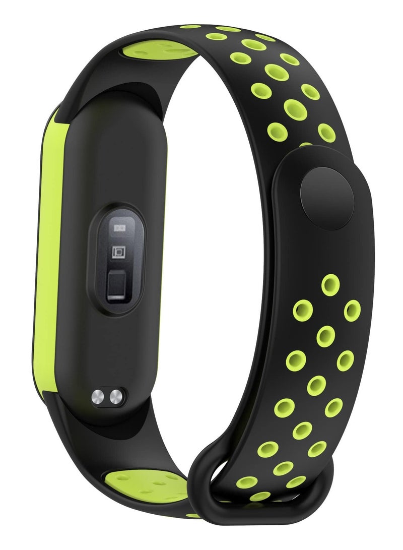 Strap for Xiaomi Mi Band 3/4 Women Men Armband, Two Colours Breathable Adjustable Soft Silicone Replacement Strap (Black/Lemon) - Image 2