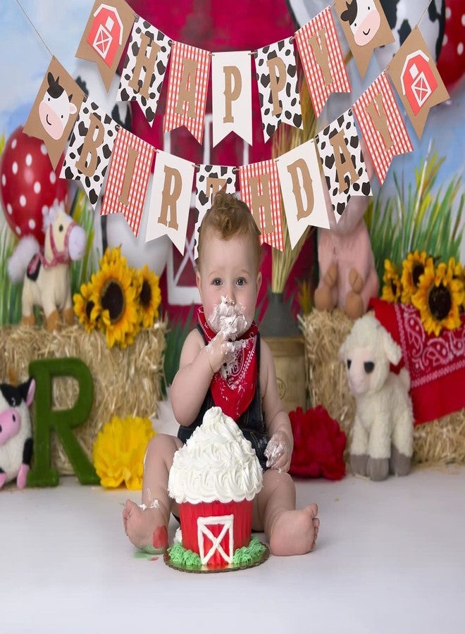 Festiko® Farm Birthday Banner - Cow Themed Party Supplies for Photo Booth Props, 1st Birthday Party Supplies - Image 4
