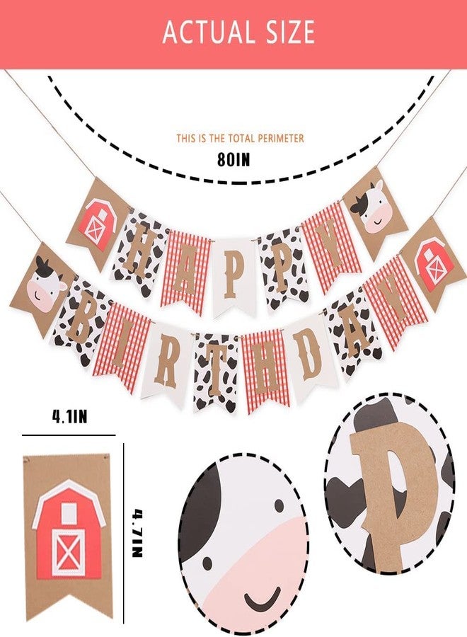 Festiko® Farm Birthday Banner - Cow Themed Party Supplies for Photo Booth Props, 1st Birthday Party Supplies - Image 2