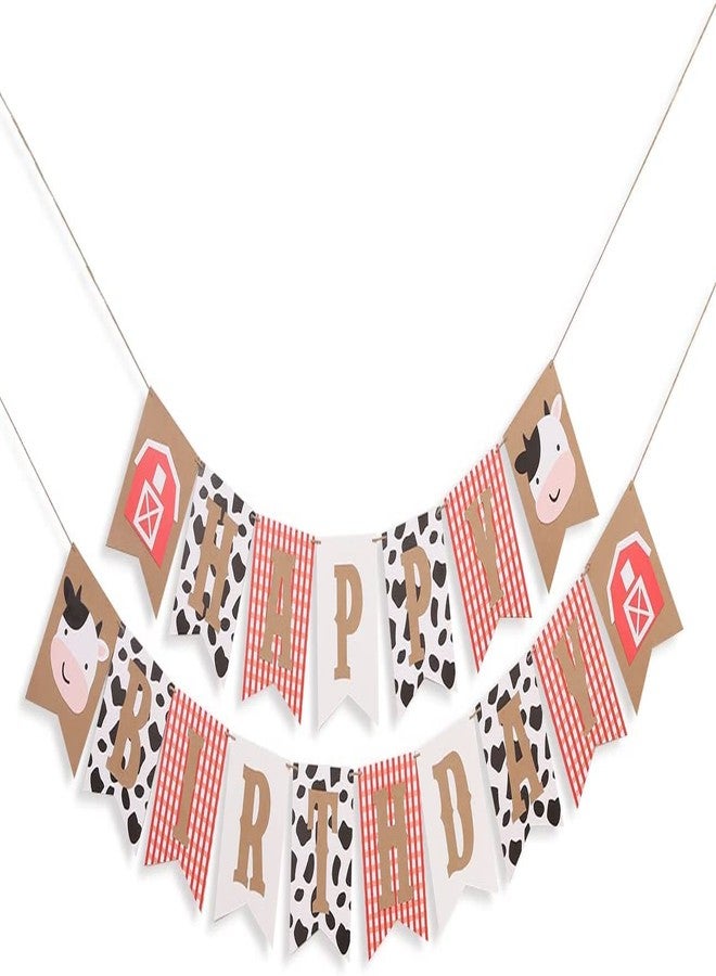 Festiko® Farm Birthday Banner - Cow Themed Party Supplies for Photo Booth Props, 1st Birthday Party Supplies - Image 1