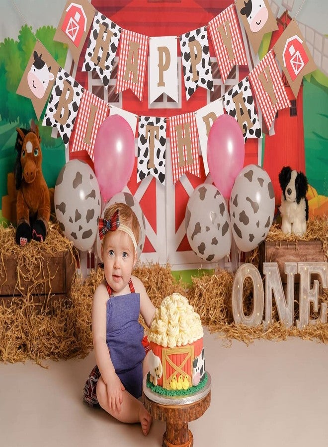 Festiko® Farm Birthday Banner - Cow Themed Party Supplies for Photo Booth Props, 1st Birthday Party Supplies - Image 3