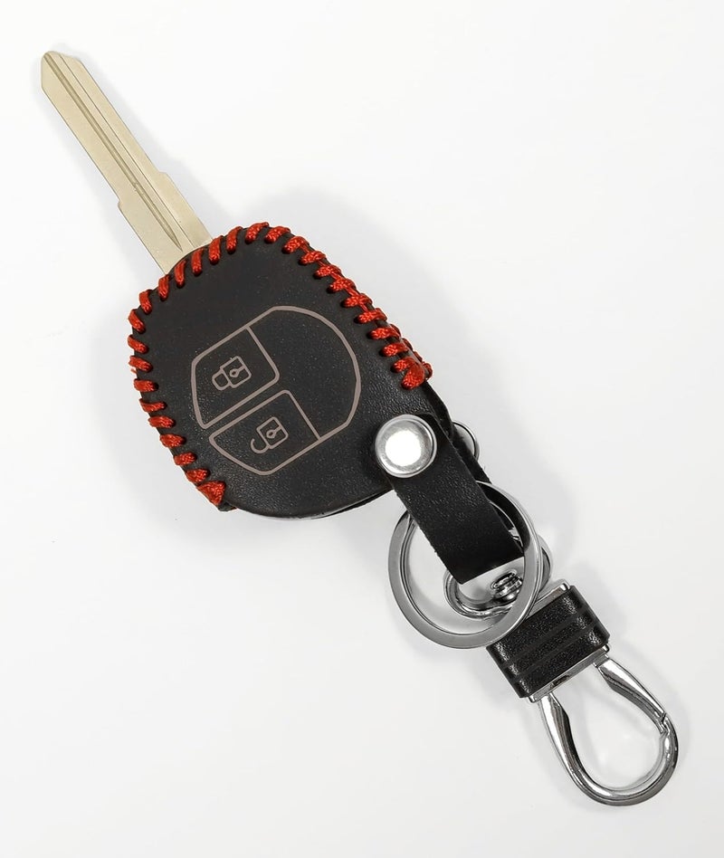 Aliens World Leather Smart Car Key Cover Case with Metal Hook Keychain for Maruti Suzuki S Presso, Alto Baleno, Alto 800 Ignis, Alto K10, Swift, Celerio S Cross, Ritz, Ciaz (Black) - Image 5