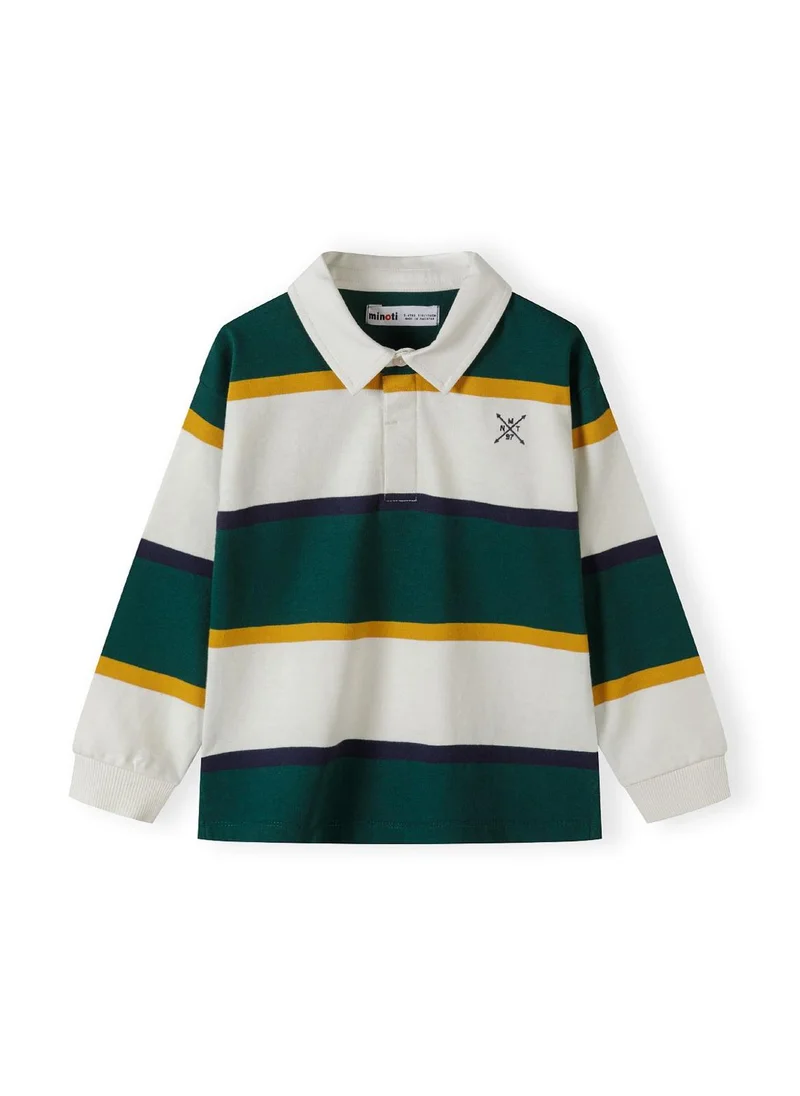 MINOTI Teen Boys Rugby Top with Long Sleeves and Chest Print