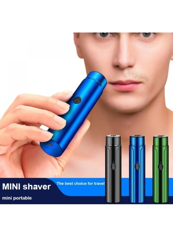 Kimaya - Mini Portable Electric Shaver,USB Rotary Razor, Pocket Size Washable Electric Razor, Wet and Dry Use Mini Electric Shaver for Men Gift for Husband Father (Blue) - Image 1