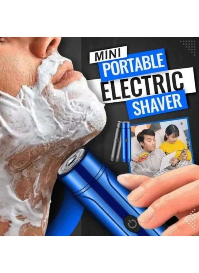 Kimaya - Mini Portable Electric Shaver,USB Rotary Razor, Pocket Size Washable Electric Razor, Wet and Dry Use Mini Electric Shaver for Men Gift for Husband Father (Blue) - Image 1