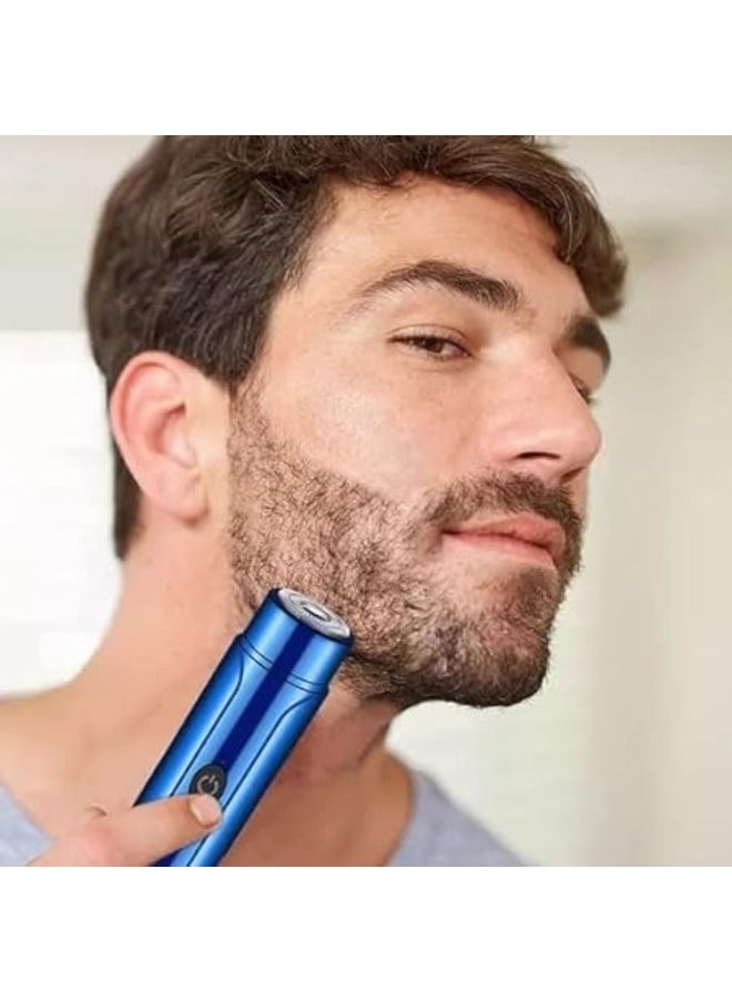 Kimaya - Mini Portable Electric Shaver,USB Rotary Razor, Pocket Size Washable Electric Razor, Wet and Dry Use Mini Electric Shaver for Men Gift for Husband Father (Blue) - Image 1