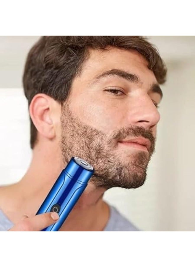 Maxtop Mini Portable Electric Shaver,USB Rotary Razor, Pocket Size Washable Electric Razor, Wet and Dry Use Mini Electric Shaver for Men Gift for Husband Father (Blue) - Image 3