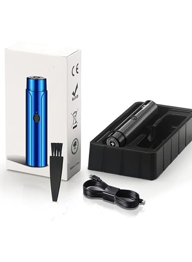 Maxtop Mini Portable Electric Shaver,USB Rotary Razor, Pocket Size Washable Electric Razor, Wet and Dry Use Mini Electric Shaver for Men Gift for Husband Father (Blue) - Image 4