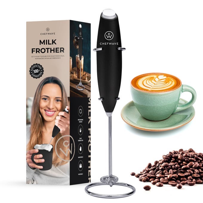 HANDHELD MILK FROTHER BLACK WITH STAND