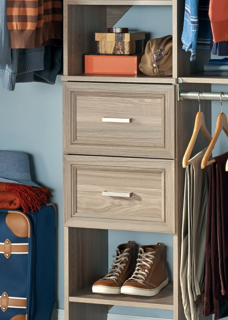 ClosetMaid SuiteSymphony Wood, Add On Accessory Shaker Style, For Storage, Closet, Clothes, x 10” Size for 16 in. Units, Natural Gray/Satin Nickel, 16" X 10" Drawer - Image 2