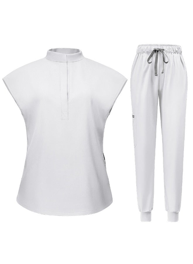 NIBEMINENT Scrubs  Jogger Scrub Sets Women Solid Color Breathable Work Clothes Lab Coat Uniform Hospital Doctor Work Wear - Image 1