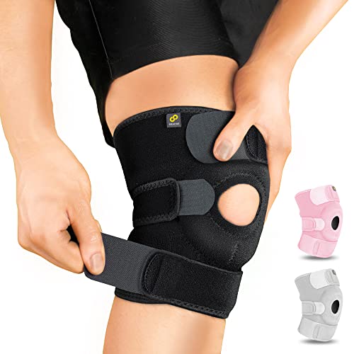 Bracoo Adjustable Compression Knee Patellar Pad Tendon Support Sleeve Brace for Men Women - Arthritis Pain, Injury Recovery, Running, Workout, KS10 (Black) - Image 1