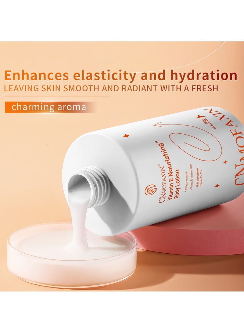 CNMOFAXIN Nourishing Vitamin E Body Lotion – Deep Hydration & Skin Brightening Lotion with Vitamin C + B3 & Vitamin E – Soothes Dry Skin, Restores Radiance & Softness – Moisturizer For Hands, Face, Feet and Body (480ml)  - Image 3