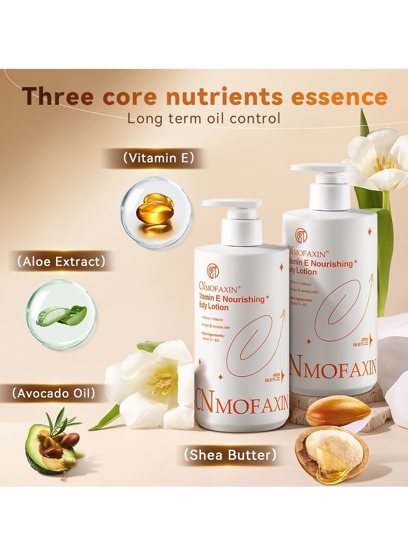 CNMOFAXIN Nourishing Vitamin E Body Lotion – Deep Hydration & Skin Brightening Lotion with Vitamin C + B3 & Vitamin E – Soothes Dry Skin, Restores Radiance & Softness – Moisturizer For Hands, Face, Feet and Body (480ml)  - Image 4