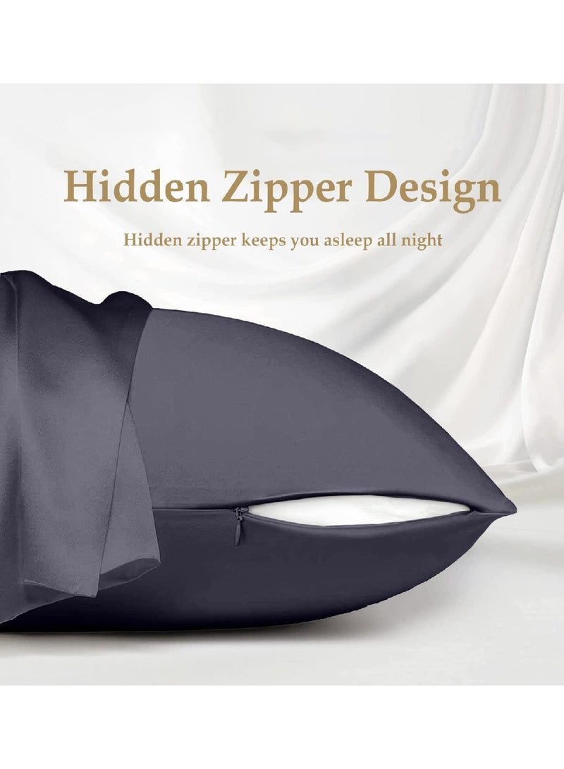 Women's Silk Pillowcase For Hair And Skin, Comfortable And Breathable While Sleeping (Dark Grey, 20x26 Inches) - Image 5