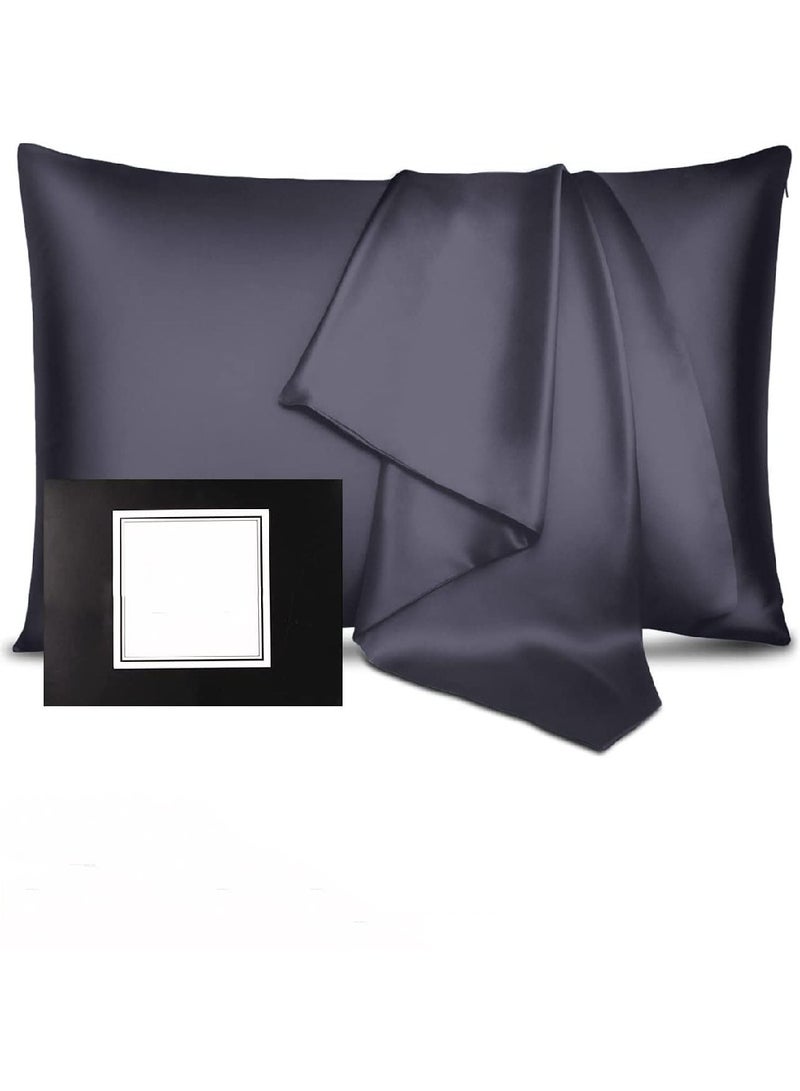 Women's Silk Pillowcase For Hair And Skin, Comfortable And Breathable While Sleeping (Dark Grey, 20x26 Inches) - Image 1
