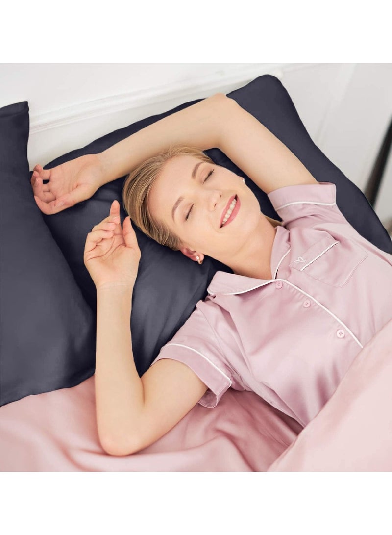 Women's Silk Pillowcase For Hair And Skin, Comfortable And Breathable While Sleeping (Dark Grey, 20x26 Inches) - Image 2