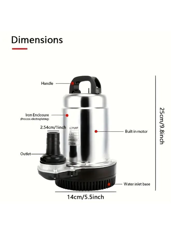 DC 12V High Efficiency Stainless Steel Submersible Water Pump For RV Cleaning Ranch Irrigation Outdoor Deep Well Pump With 1 Inch 1.5 Inch And 2 Inch Outlet Connectors Waterproof And Rust Proof Durable Construction - Image 2