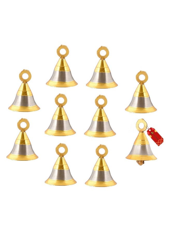 UAPAN MetalCraft Gold Brass Pooja Room Bells with J Hook's, 2-Inch (Silver) - Pack of 10 - Image 1