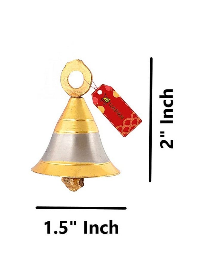 UAPAN MetalCraft Gold Brass Pooja Room Bells with J Hook's, 2-Inch (Silver) - Pack of 10 - Image 2