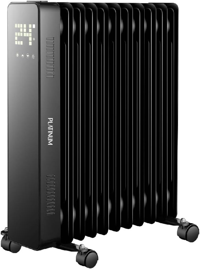 سخان زيت من نوع Platinum 11 Fins بشاشة رقمية LED كبيرة، لون أسود