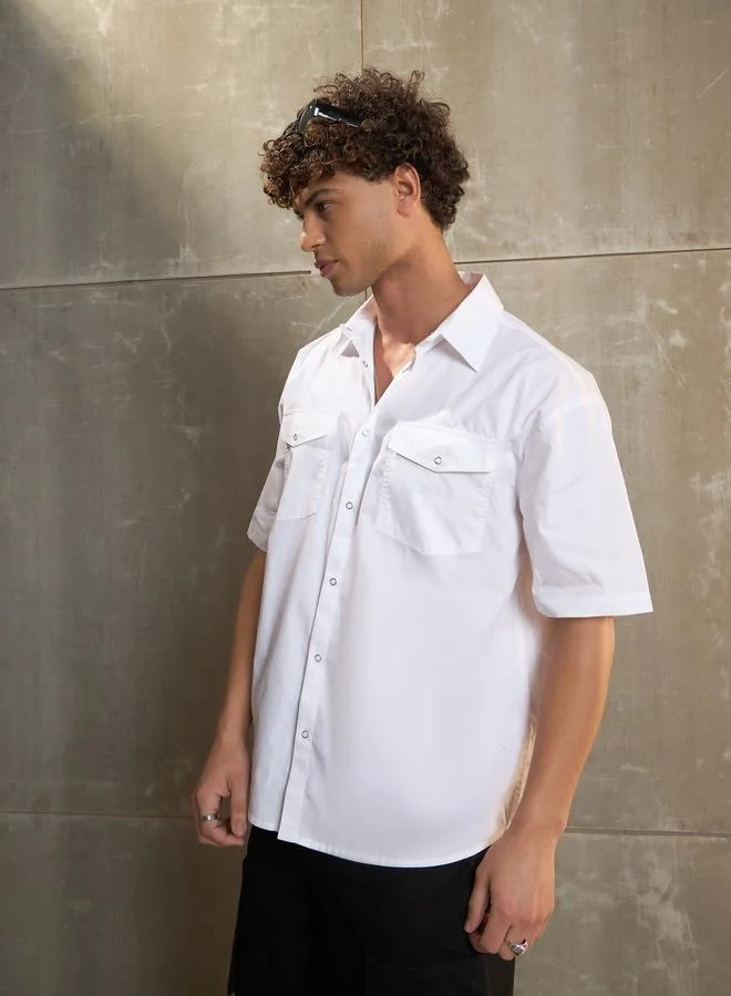 SASSAFRAS SASSAFRAS White Poplin Front Pocket Relax Fit Shirt