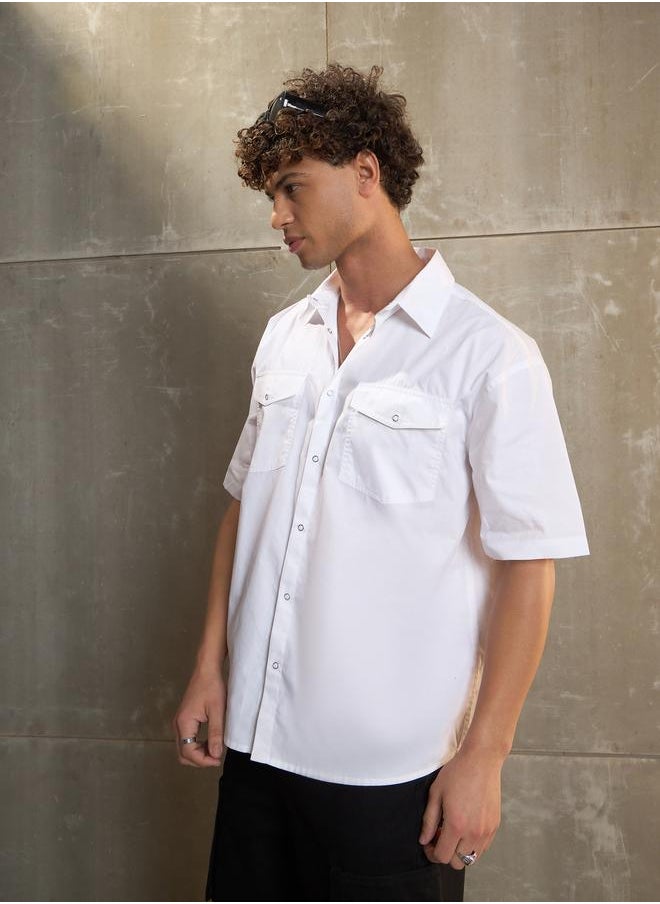 SASSAFRAS Sassafras White Poplin Front Pocket Relax Fit Shirt  - Image 3