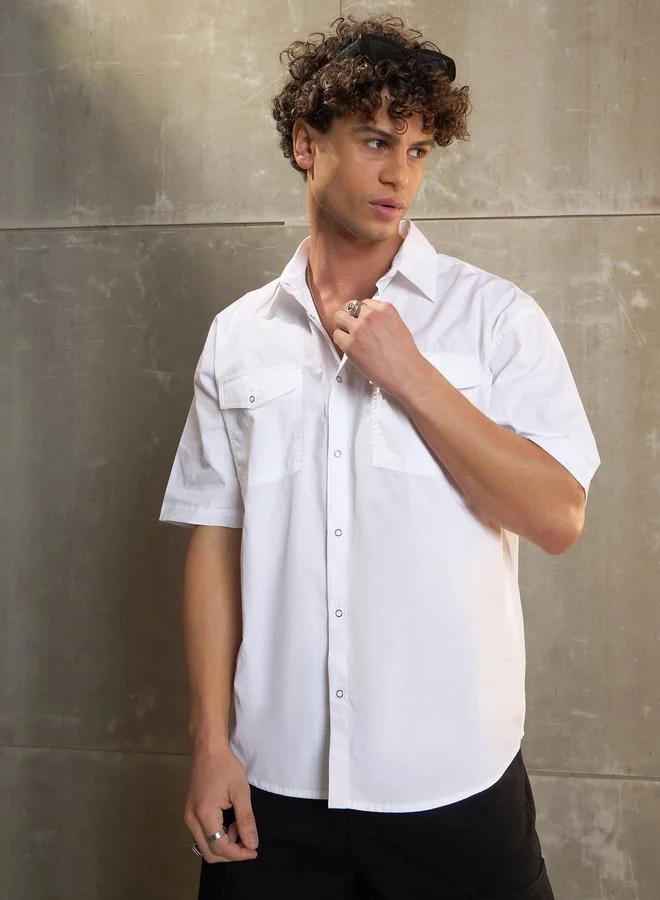 SASSAFRAS SASSAFRAS White Poplin Front Pocket Relax Fit Shirt