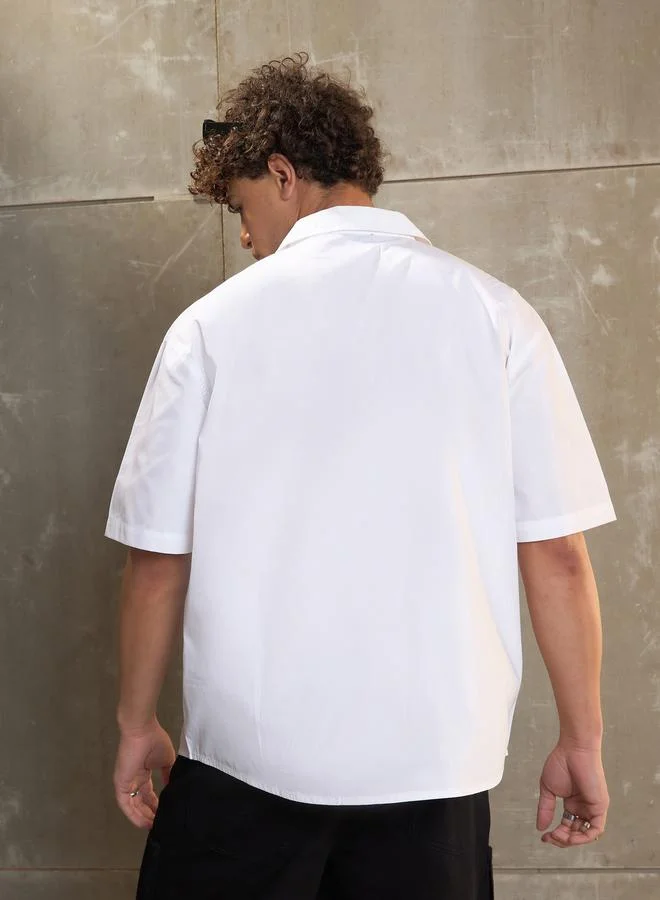 SASSAFRAS SASSAFRAS White Poplin Front Pocket Relax Fit Shirt