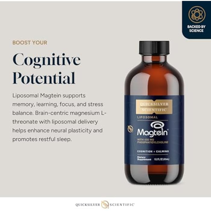 Quicksilver Scientific Liposomal Magtein - Magnesium Supplement for Brain Function Support - Stress, Sleep & Memory Support - Gluten-Free, Sugar-Free & Vegan - 15.2 fl oz (30 Servings) - Image 3
