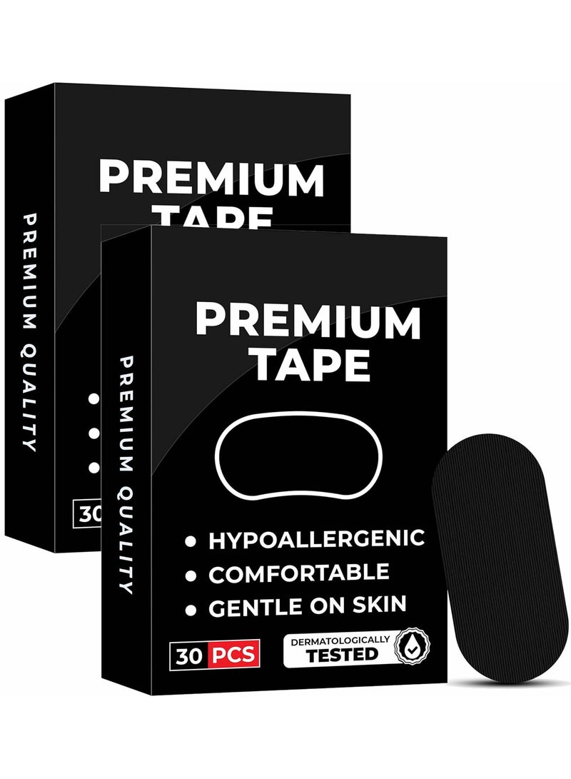 60 عبوة من رقعة شريط النوم، شريط قابل للتنفس مضاد للحساسية، رقعة فم مغلق، رقعة تنفس، شريط مسام دقيقة، إزالة بدون ألم، خالية من اللاتكس ولطيفة على البشرة، درجة طبية لا تسبب تهيجًا - Image 1