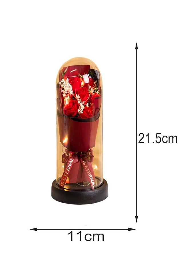 ARNOTEC Eternal Rose Gift Box – LED Light Glass Cover Decoration | Romantic Gift for Valentine's Day, Birthday, Mother's Day | red Bouquet Creative Ornaments - Image 5