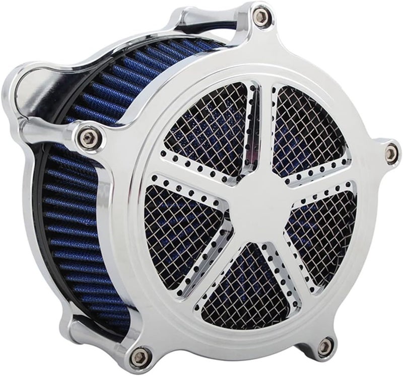 Wivplex Chrome Blue Motorcycle Air Filter Kit - Image 1