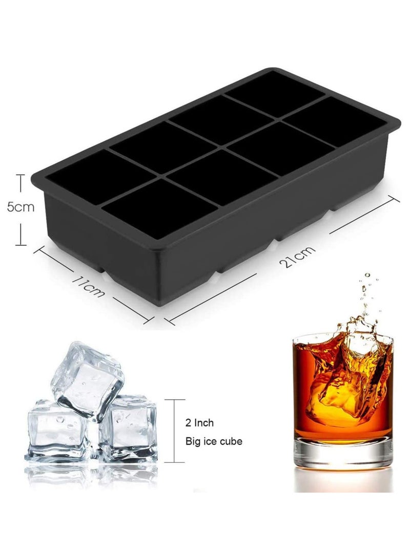 SYOSI Ice Cube Trays, Black Silicone 2 Giant Ice Ball Cube Maker Use for Kids with Candy Pudding Jelly Milk Juice Chocolate Mold or c o c ktails Whiskey Particles - Image 2